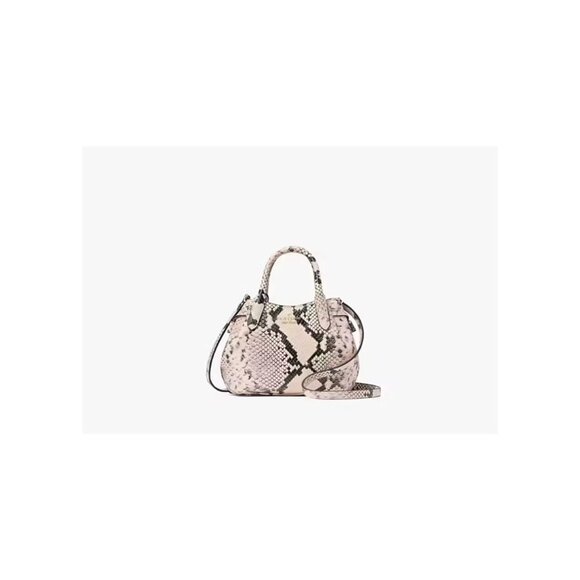 Kate Spade New York Dumpling Bag Snake Embossed Pink Black White Mini Satchel - Picture 5 of 5